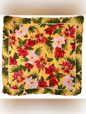 2/$30 Echo Club 7 Bright Floral Vintage Hand Turned 35” Square Scarf